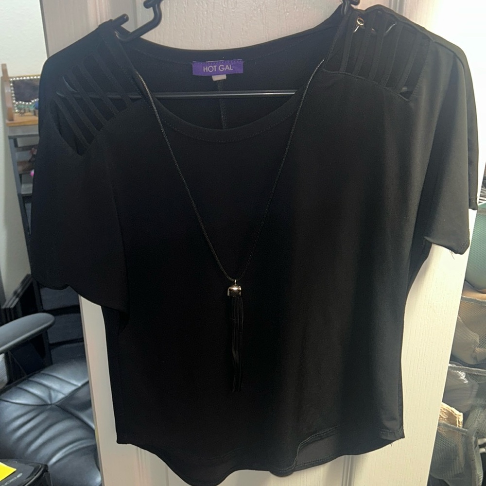Black cold shoulder blouse